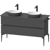 Duravit Sivida Konsolenwaschtischunterbau, 2 Schubkästen, Griffleiste Diamantschwarz Matt, 1315x475x548mm, SV46610BD490000, Farbe: Graphit matt