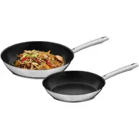 WMF Nordic Profi Pfannenset Induktion 2-teilig, Bratpfanne Induktion 24, 28 cm, Pfanne antihaftbeschichtet, backofengeeignet, tropffrei, Cromargan Edelstahl Bratpfanne, für alle Herdarten geeignet
