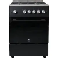 Gasline Gas Standherd SHGG6060FGWB schwarz/Edelstahl 60cm Gasbackofen mit Thermostat, Grill und Umluft Erdgas LPG
