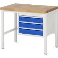 RAU Werkbank höhenverstellbar 8127A1, B1000xT700xH840-1040mm, 3x Schublade-TA