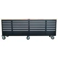HBM Werkzeugwagen mit Holzarbeitsplatte, 258 cm, schwarz