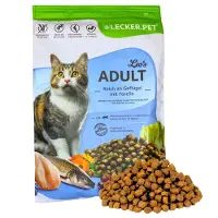 Lecker.Pet 2,5 kg Leo's Adult Geflügel & Forelle Katzenfutter Trockenfutter Vollnahrung