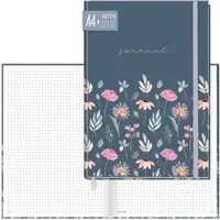 Paper&you Notizbuch Flying Flowers, 8213-3, Karton Softcover, blau, 78 Blatt / 156 Seiten, 100 g/m2, dotted, A4+