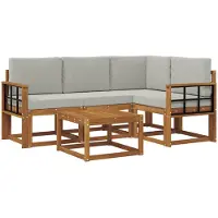 vidaXL Outdoor-Sofagarnitur 5 stk. Natürlich und Hellgrau