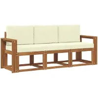 vidaXL Outdoor-Sofagarnitur 3 stk. Natur und Creme