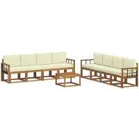 vidaXL Outdoor-Sofagarnitur 9 stk. Natur und Creme