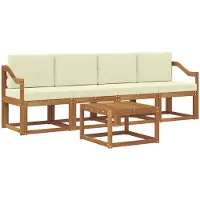 vidaXL Outdoor-Sofagarnitur 5 stk. Natur und Creme