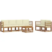 vidaXL Outdoor-Sofagarnitur 7 stk. Natur und Creme