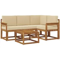 vidaXL Outdoor-Sofagarnitur 5 stk. Natur und Beige