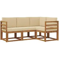 vidaXL Outdoor-Sofagarnitur 4 stk. Natur und Beige