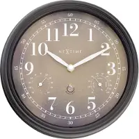 Nextime Wanduhr Jasmine Kunststoff schwarz Ø 23,5 cm Hygro-/Thermometer