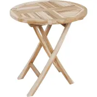 DELUKE Gartentisch MERLE klappbar rund - Teak, Natur, 70x70x75cm | Klapptisch Esstisch Wetterfest Outdoor Tisch