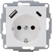 Kopp 297213002 HK07 - Schutzkontakt-Steckdose, USB A/C Anschluss, Farbe: arktisweiß