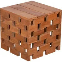 Mr. Deko Beistelltisch Dunham Teak massiv 50 cm Hocker Garten Terrasse Balkon