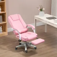 OKWISH Ergonomischer Schreibtischstuhl Arbeitsstuhl mit verstellbaren Rückenlehne,Bürostuhl Drehstuhl mit Fußstütze und Liegefunktion,Rosa