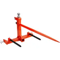 Vevor Frontladerzinken 725kg Gewichtskapazität Ballenzinken Ballenspieß Ballentransportgabel mit einem Spieß & zwei stabilisierenden Spießen Schwerlastzinken kompatibel mit Kompaktladern & Traktoren