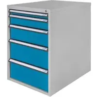 ADB Schubladenschrank 52515, aus Metall, 5 Schübe, blau / lichtgrau (B/H/T) 53x80x70cm