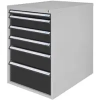 ADB Schubladenschrank 51516, aus Metall, 6 Schübe, anthrazit / lichtgrau (B/H/T) 53x80x70cm