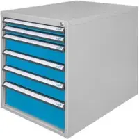 ADB Schubladenschrank 52526, aus Metall, 6 Schübe, blau / lichtgrau (B/H/T) 53x65x70cm