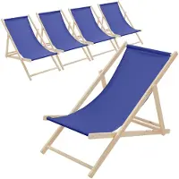 ECD-Germany 5x Liegestuhl klappbar aus Holz, Dunkelblau, bis 120kg, 3 Liegepositionen, Sonnenliege Gartenliege Relaxliege Strandliege Strandliegestuhl
