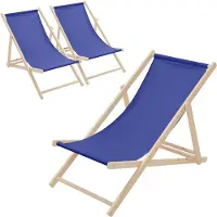 ECD-Germany 3x Liegestuhl klappbar aus Holz, Dunkelblau, bis 120kg, 3 Liegepositionen, Sonnenliege Gartenliege Relaxliege Strandliege Strandliegestuhl