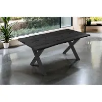 Casa Massiva Esstisch Josy | 180 x 90 cm | Holz-Optik in Grau | X-Gestell Metall schwarz | 40 mm Tischplatte mit Baumkante | Tisch für Esszimmer & Küche