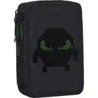 Beckmann Federmäppchen m. Inhalt - Pixel/Schwarz - - One Size - Federmäppchen