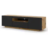 Homlando Lowboard TV Schrank Aura 150 cm Hängend oder Stehen universal Unterschrank Fernsehschrank TV Board Sideboard HiFi-Tisch Hängender Schrank Artisan Eiche und Schwarze Matte ohne LED