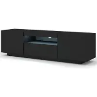 Homlando TV Schrank Aura 150 cm Schwarze Matte mit LED Hängend oder Stehen Lowboard universal Unterschrank Fernsehschrank TV Board Sideboard HiFi-Tisch Hängender Schrank