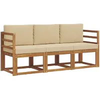 vidaXL Outdoor-Sofagarnitur 3 stk. Natur und Beige