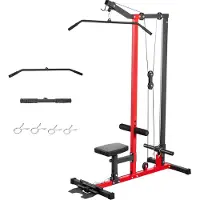 SucceBuy 2-in-1 Latzugstation mit ca. 227 kg Belastbarkeit, Fitnessgerät mit Latzugstange für Rücken-, Arm- und Schultertraining, Kraftstation für Zuhause oder Fitnessstudio, Schwarz