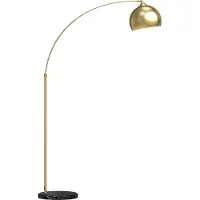 Dopwii Bogenleuchte, Stehlampe, höhenverstellbar, Fußschalter, Sockel in Marmoroptik, 170-180cm, Gold/Schwarz