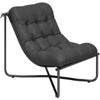 Dopwii Lounge Sessel Outdoor Ergonomischer Gartensessel mit hautfreundlich Kissen Breiter Sitz Stahlrahmen Dunkelgrau