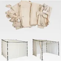 Markenlos 4er-Set Seitenwände für Pergola, Ersatzseitenwände Pavillon, 3x3m Polyester - Creme