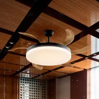 Schuller Valencia LED-Deckenventilator Vento schwarz/bronze/rauch Ø 150, leise Vento, dimmbar, alu / grau / zink, für Wohn- / Esszimmer, Metall, Modern