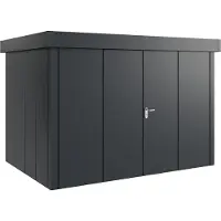 Hörmann , Metall-Gerätehaus "Juno" mit Flachdach, JFD12 - Design, 310 x 214 cm (B x T), anthrazit, 2-flüglige Tür