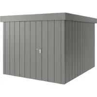 Hörmann , Metall-Gerätehaus "Juno" mit Flachdach, JFD11 - Modern Europapromotion, 262 x 310 cm (B x T), graualuminium, 1-flüglige Tür, Anschlag links