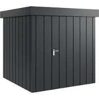 Hörmann , Metall-Gerätehaus "Juno" mit Flachdach, JFD5 - Modern, 214 x 214 cm (B x T), anthrazit, 1-flüglige Tür, Anschlag rechts