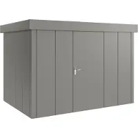 Hörmann , Metall-Gerätehaus "Juno" mit Flachdach, JFD12 - Design, 310 x 214 cm (B x T), graualuminium, 1-flüglige Tür, Anschlag rechts