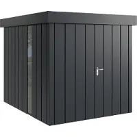 Hörmann , Metall-Gerätehaus "Juno" mit Flachdach, JFD6 - Modern, 214 x 262 cm (B x T), anthrazit, mit bodentiefem Fenster, 2-flüglige Tür
