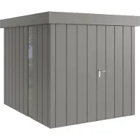 Hörmann , Metall-Gerätehaus "Juno" mit Flachdach, JFD6 - Modern, 214 x 262 cm (B x T), graualuminium, mit bodentiefem Fenster, 2-flüglige Tür