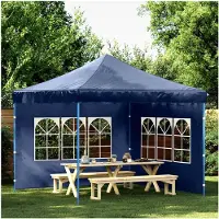 Markenlos Partyzelt-Seitenwände 2 Stück mit Fenster PE Blau, Campingzelte Familienzelt Gruppenzelt Gartenpavillon für Camping Reise Festival