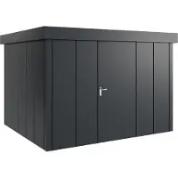 Hörmann , Metall-Gerätehaus "Juno" mit Flachdach, JFD13 - Design, 310 x 262 cm (B x T), anthrazit, 1-flüglige Tür, Anschlag rechts