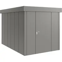 Hörmann , Metall-Gerätehaus "Juno" mit Flachdach, JFD7 - Design, 214 x 310 cm (B x T), graualuminium, 1-flüglige Tür, Anschlag rechts