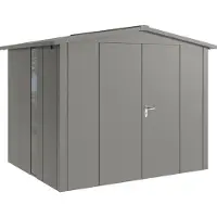 Hörmann , Metall-Gerätehaus "Juno" mit Satteldach, JSD9 - Design, 262 x 214 cm (B x T), graualuminium, mit bodentiefem Fenster, 2-flüglige Tür