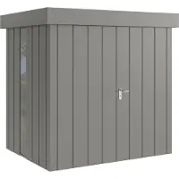 Hörmann , Metall-Gerätehaus "Juno" mit Flachdach, JFD4 - Modern, 214 x 166 cm (B x T), graualuminium, mit bodentiefem Fenster, 2-flüglige Tür