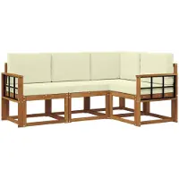 vidaXL Outdoor-Sofagarnitur 4 stk. Natur und Creme