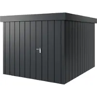 Hörmann , Metall-Gerätehaus "Juno" mit Flachdach, JFD11 - Modern Europapromotion, 262 x 310 cm (B x T), anthrazit, 1-flüglige Tür, Anschlag links