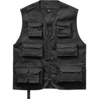 Brandit moderne Herren Jacke Reißverschluss Taschen Schwarz