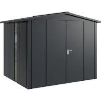 Hörmann , Metall-Gerätehaus "Juno" mit Satteldach, JSD9 - Design, 262 x 214 cm (B x T), anthrazit, mit bodentiefem Fenster, 2-flüglige Tür